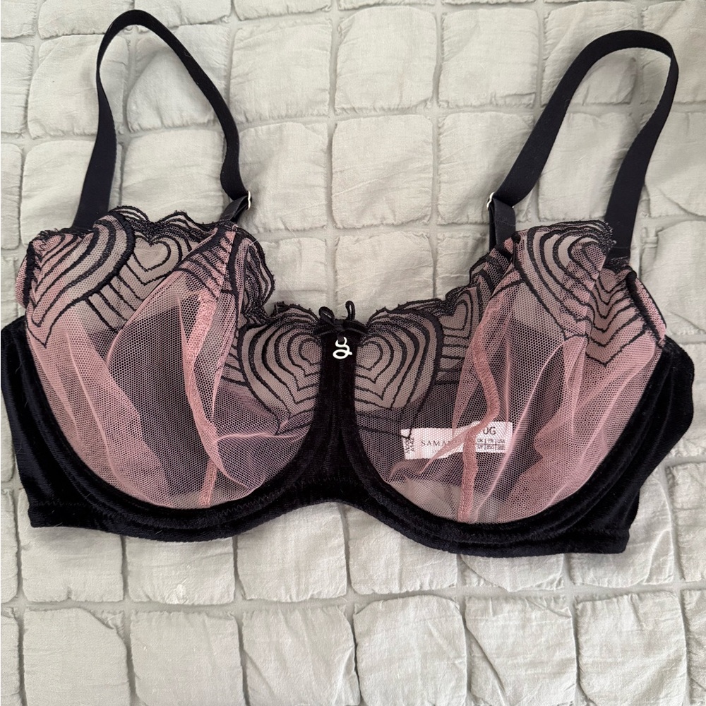 Samanta Polish Bra - Elegant Black and Pink Lace Bra
